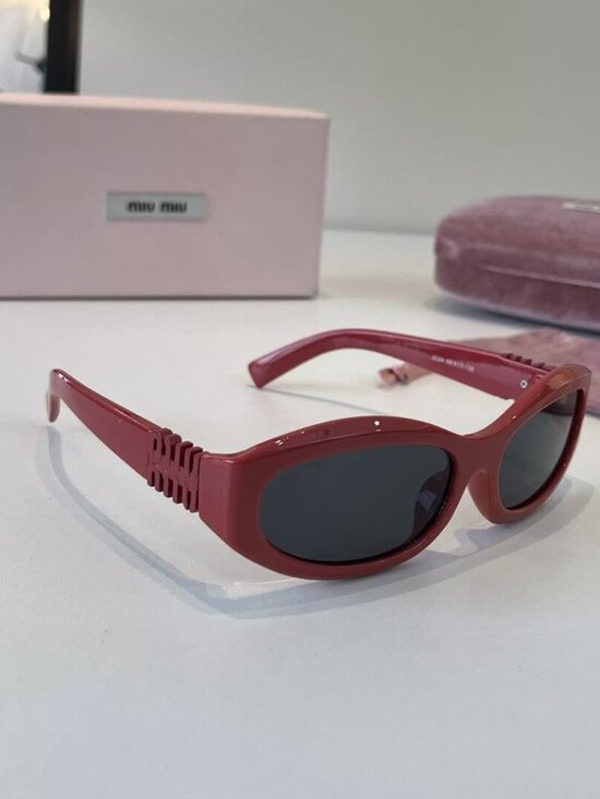 Miu Miu Red Oval Sunglasses with Dark Lonses main image 4